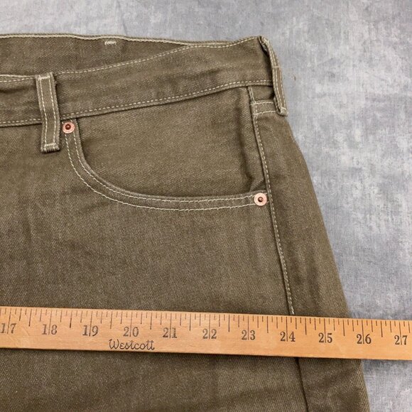Levis 501 Jeans Men 42Wx29 Tan Brown Button Fly Straight Fit High Rise Cotton - Picture 7 of 14